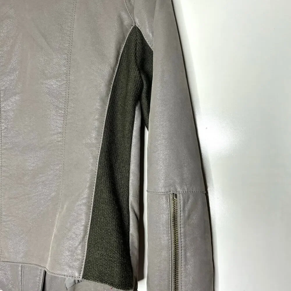 Free People Cool & Clean Vegan, Faux Leather Moto Jacket Slate Gray 4
